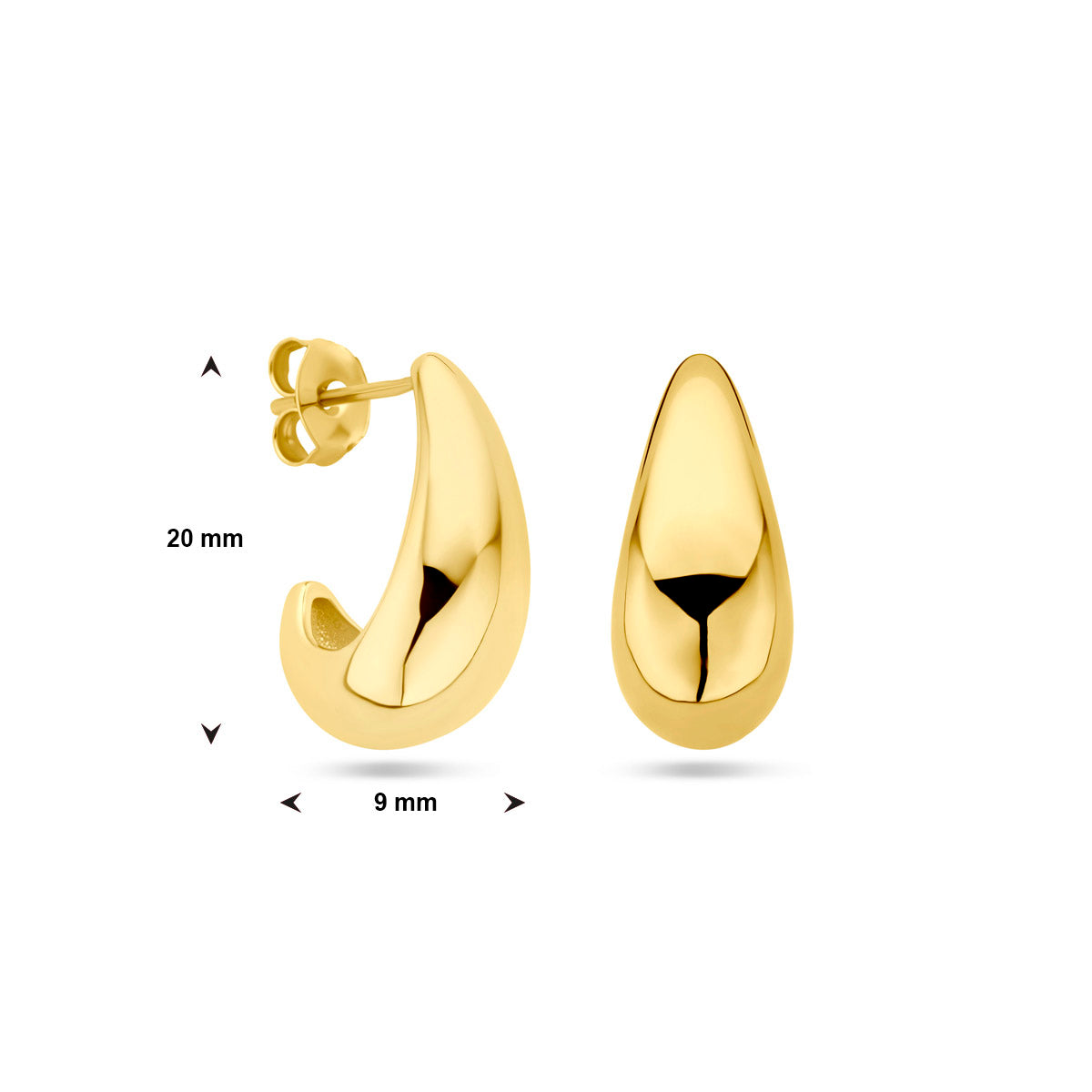 stekeroorringen 1 micron zilver verguld (geel)
