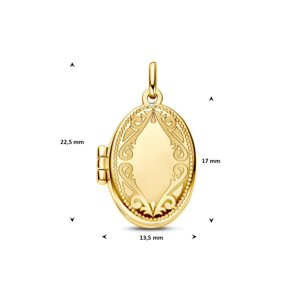 medaillon ovaal gravure 17 mm 14K geelgoud - ovaal