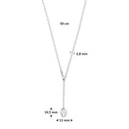 y-collier koffieboon 50 cm zilver gerhodineerd