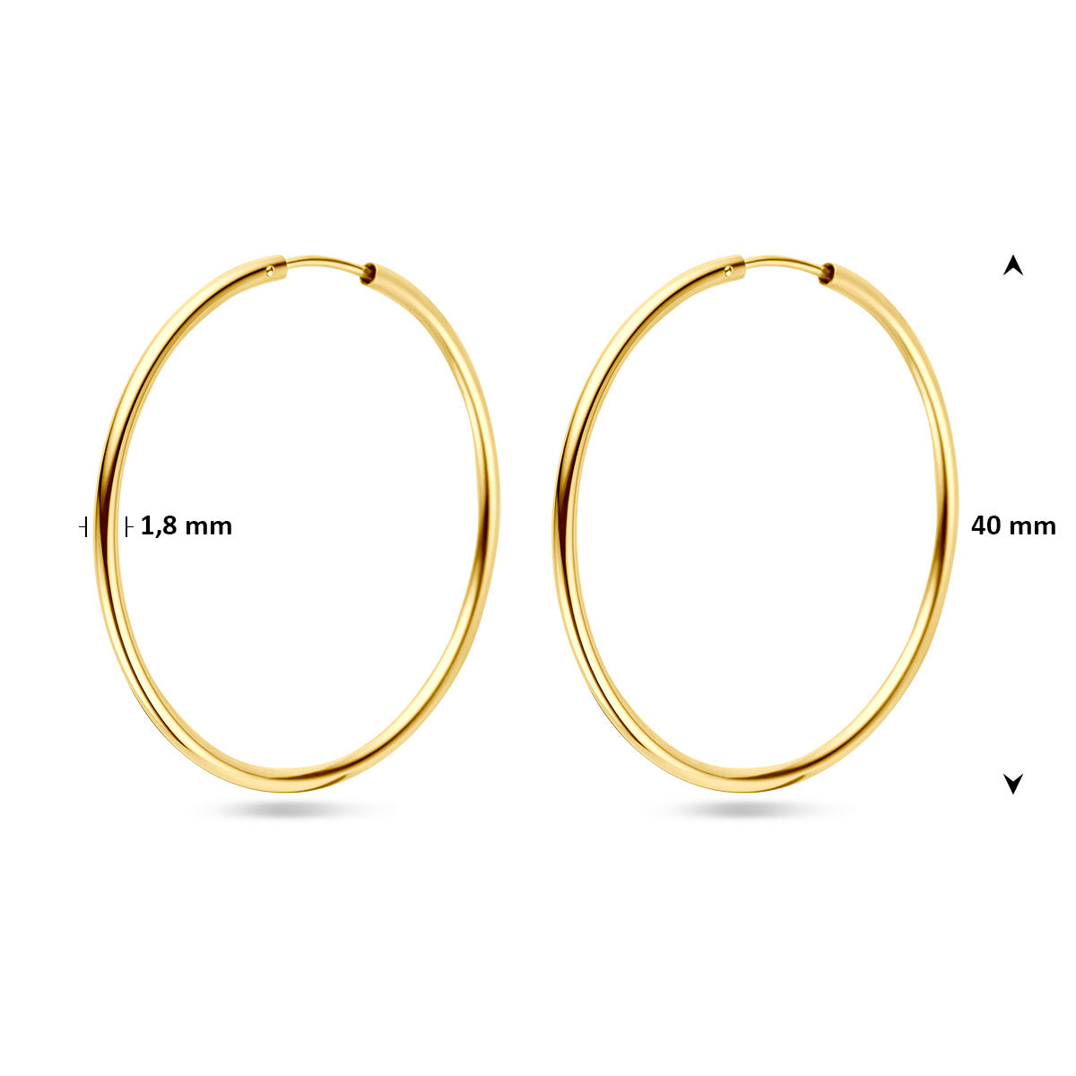 Ohrringe 1,8 mm Rundrohr 14K Gelbgold