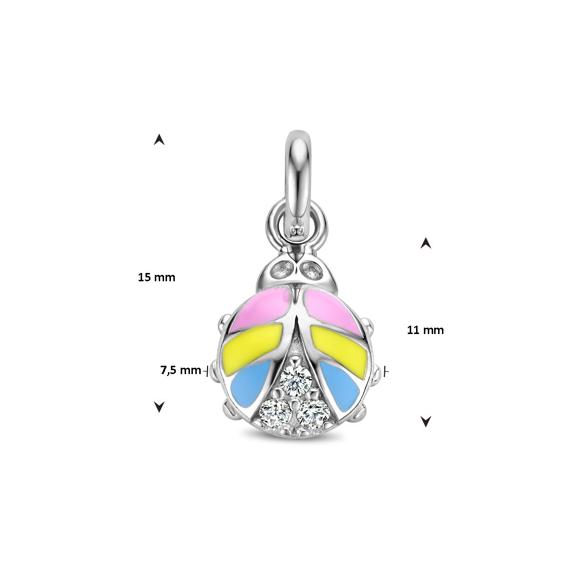 Anhänger Marienkäfer Zirkonia Emaille rhodiniertes Silber
