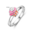 ring cupcake emaille zilver gerhodineerd