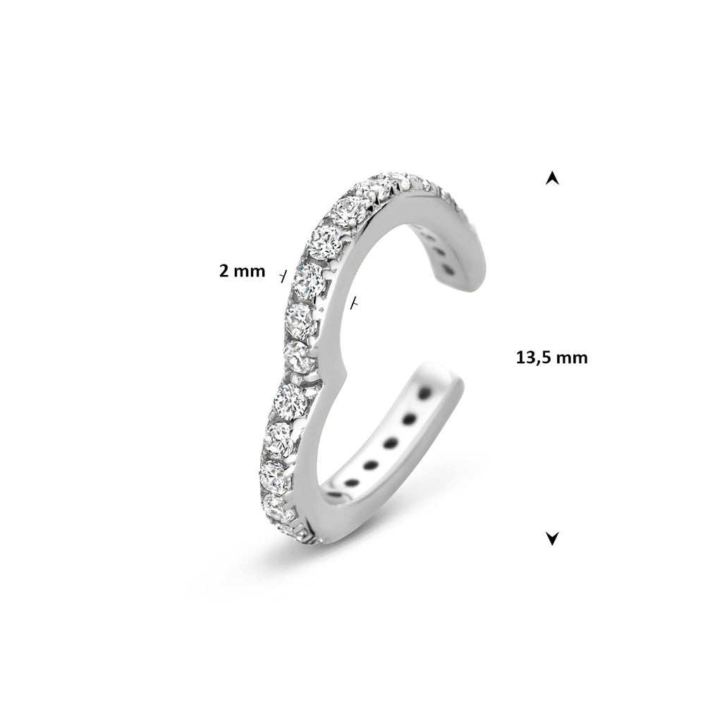 ear cuff hartje zirkonia 13,5 mm zilver gerhodineerd