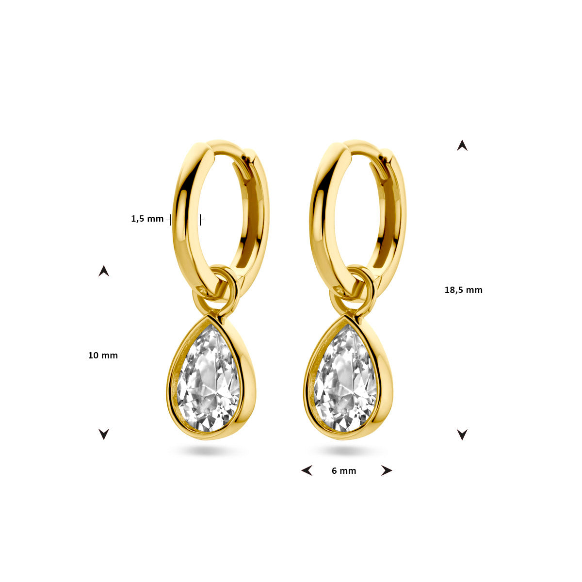 oorringen zirkonia 14K geelgoud