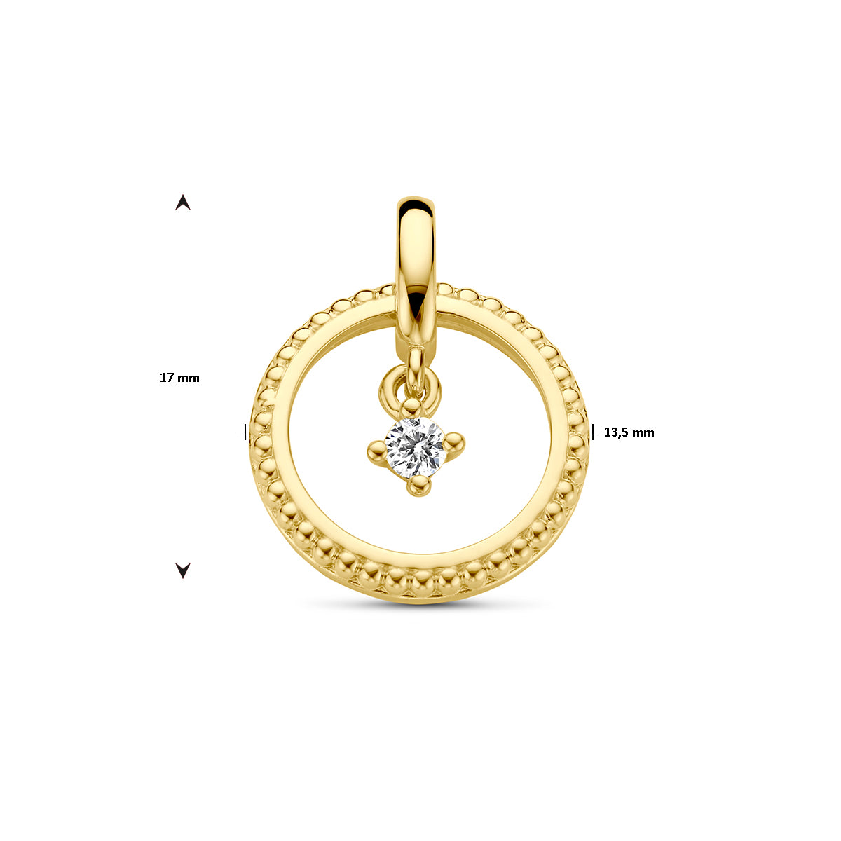 hanger cirkel diamant 0.06ct h si 14K geelgoud - rondje,bolletje,ringetje,draad