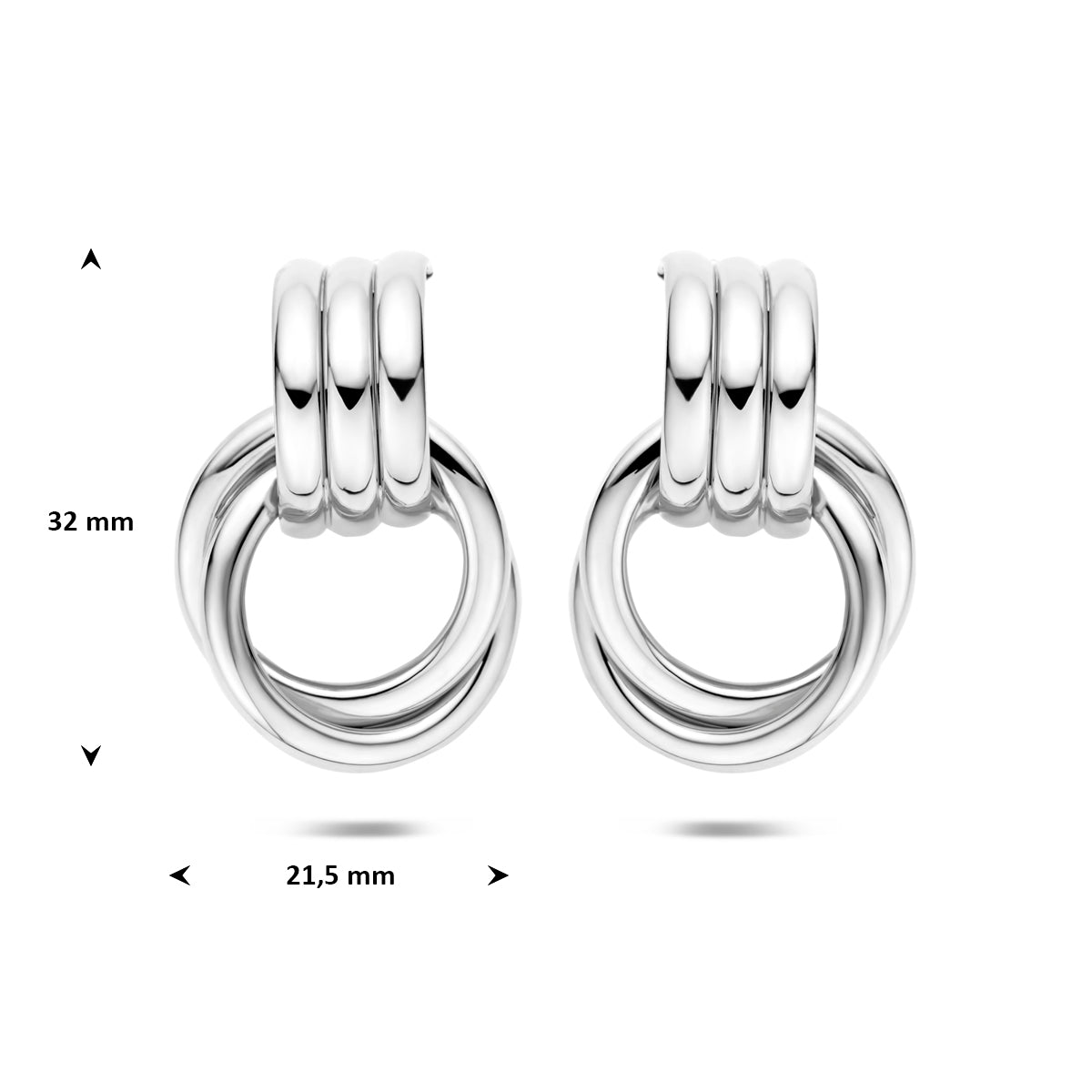 stekeroorringen 32 mm zilver gerhodineerd