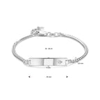 Gravurarmband Gourmet-Kette 4-seitig geschliffener Zirkonia Platte 5,0 mm Silber weiß