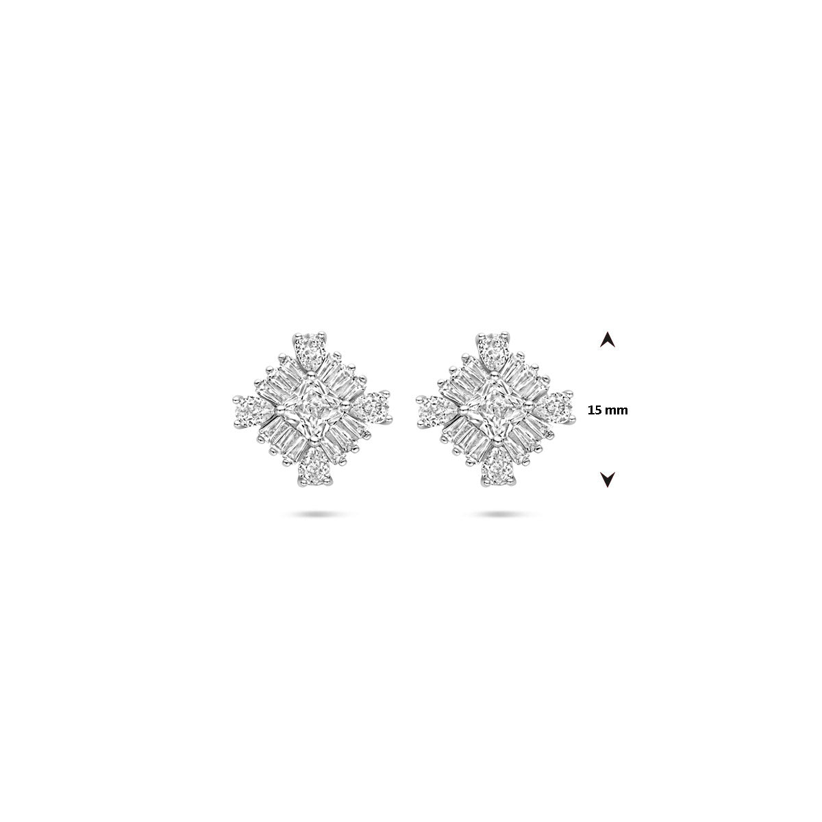 Ohrstecker Zirkonia 15 mm rhodiniertes Silber