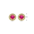 Ohrstecker Rubin und Zirkonia 14K Gelbgold