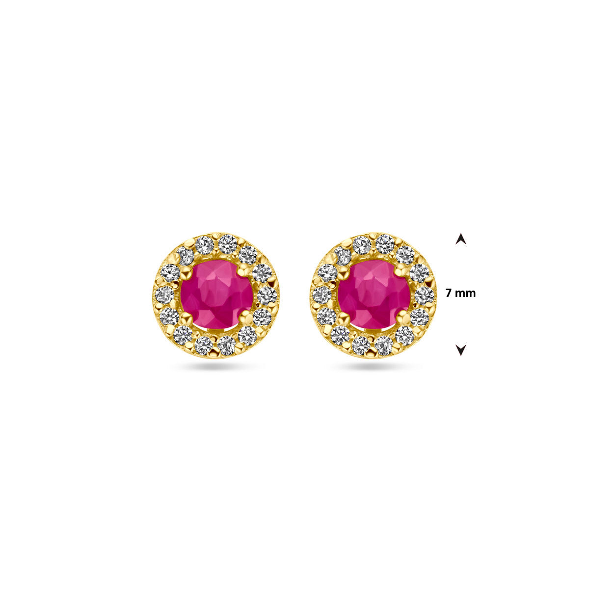 Ohrstecker Rubin und Zirkonia 14K Gelbgold