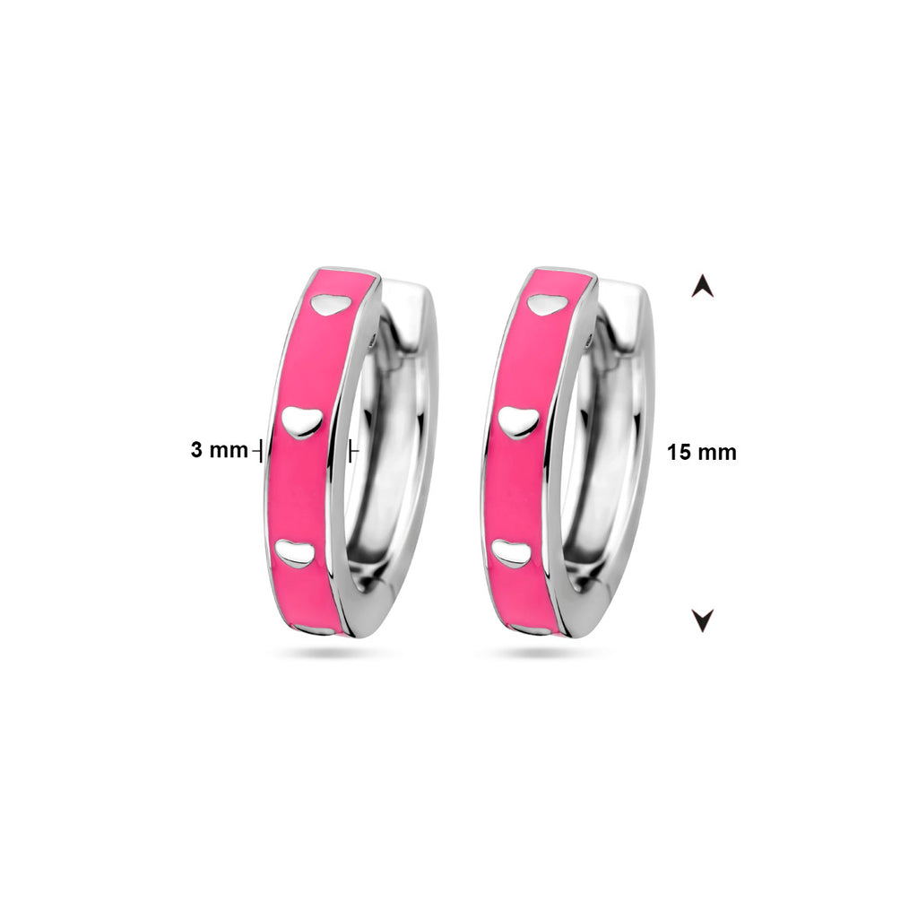 Ohrhänger rosa Emaille, Silber rhodiniert