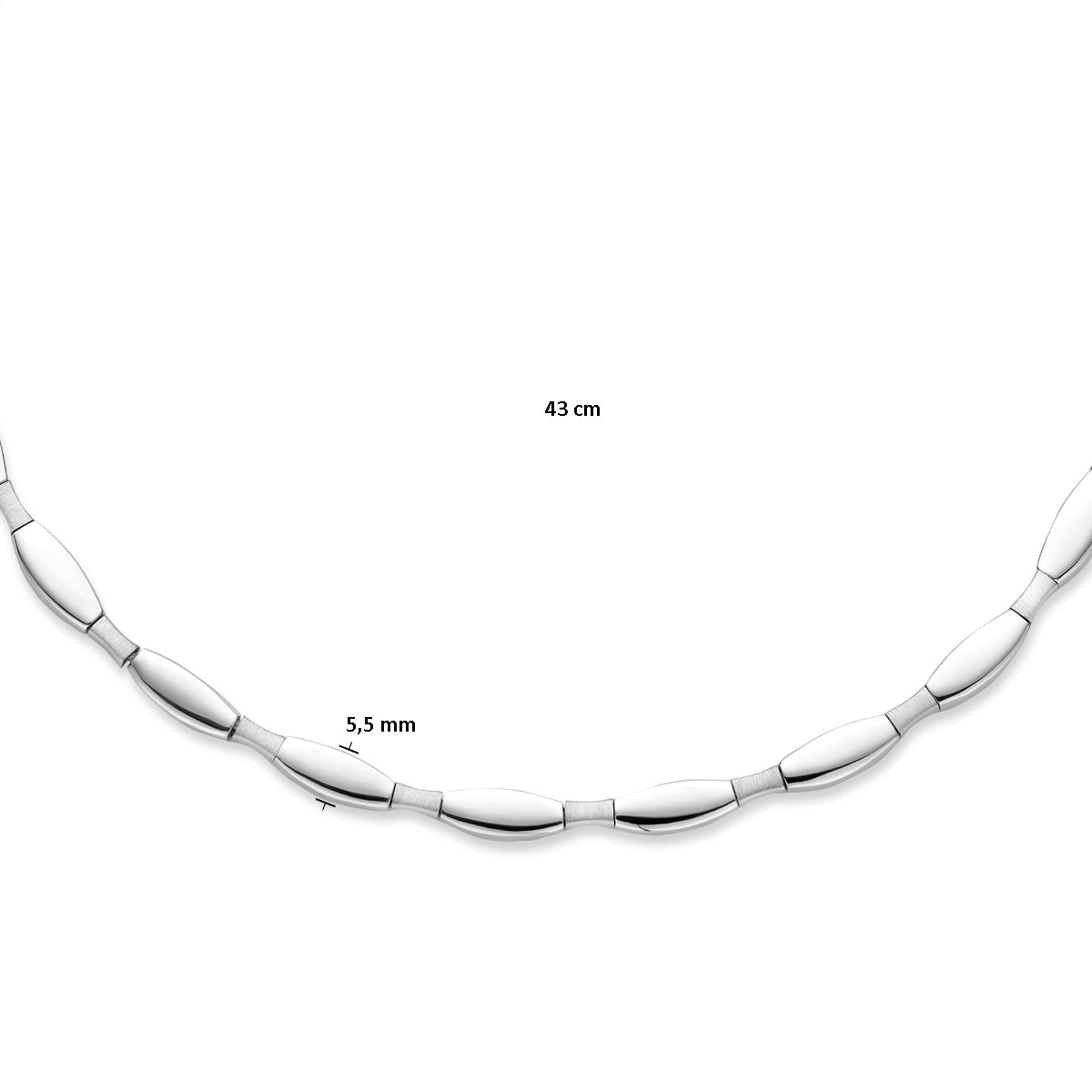 Halskette, Halsreif, 5,5 mm, 43 cm, Poly/Silber matt, rhodiniert