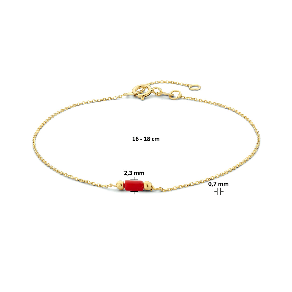 Armband Koralle 16 - 18 cm 14K Gelbgold