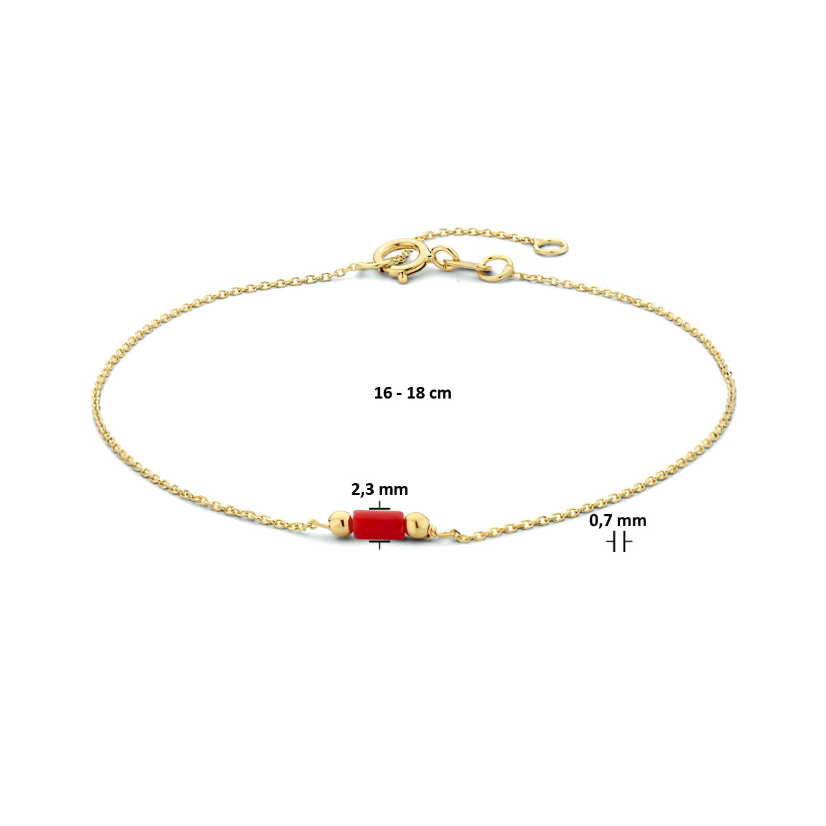 Armband Koralle 16 - 18 cm 14K Gelbgold