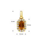 hanger citrien en lab grown diamant 0.08ct f vs 7,5 mm 14K geelgoud