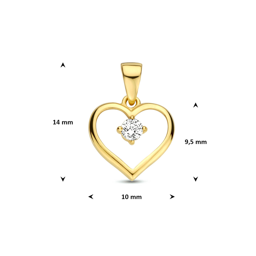 Anhänger Herz Zirkonia 9,5 mm 14K Gelbgold