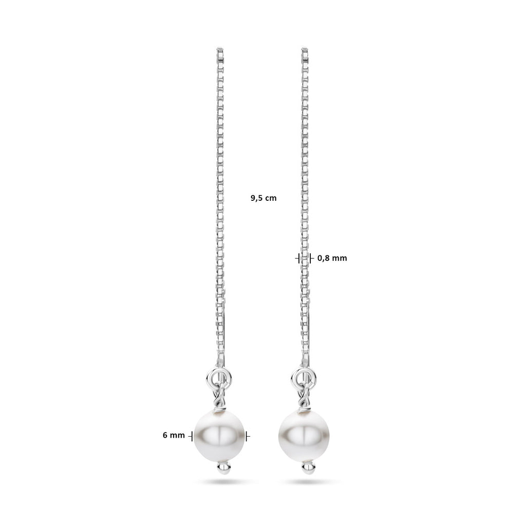 doortrekoorbellen swarovski parel zilver gerhodineerd