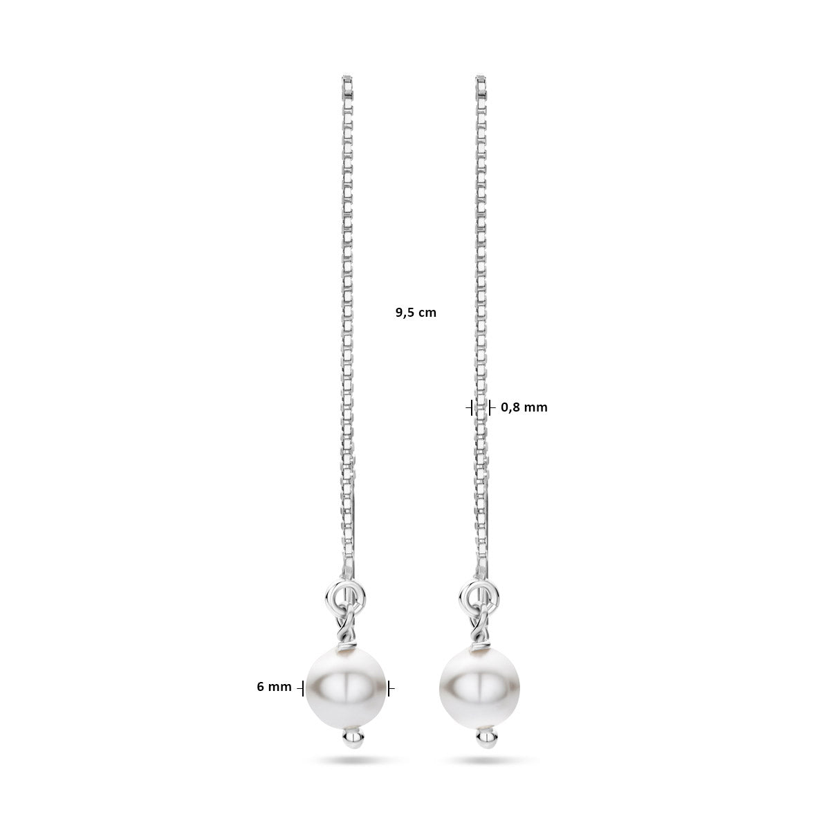 doortrekoorbellen swarovski parel zilver gerhodineerd