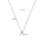 Halskette mit Geburtsstein Zirkonia 41 + 4 cm Silber rhodiniert