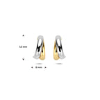 stekeroorringen 12 mm 14K bicolor goud geel/wit