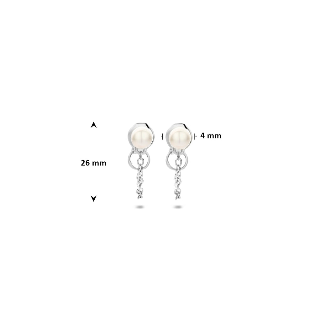 oorbellen parel 26 mm zilver gerhodineerd