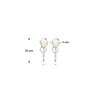 oorbellen parel 26 mm zilver gerhodineerd