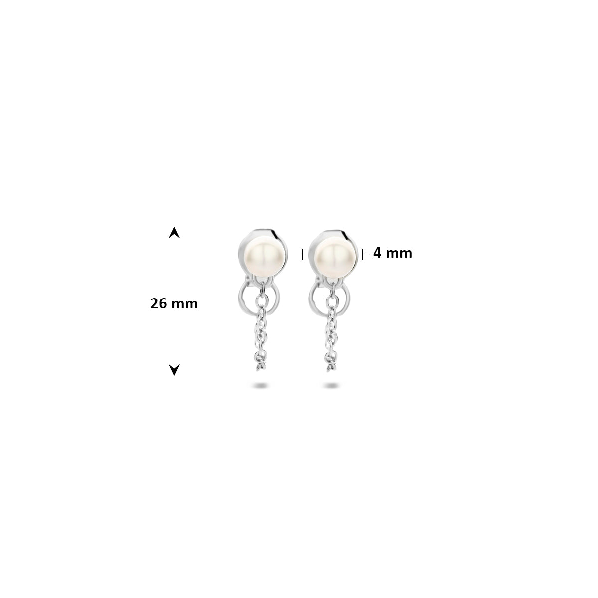 oorbellen parel 26 mm zilver gerhodineerd