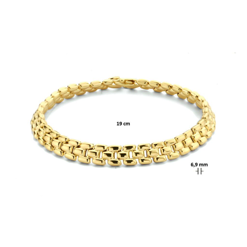 armband panter 6,9 mm 19 cm 3 micron zilver verguld (geel)