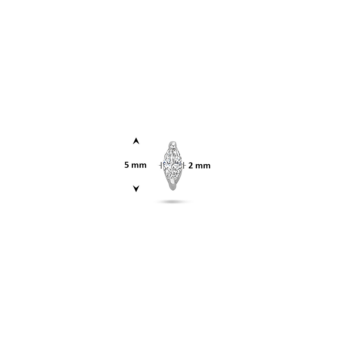flat back piercing zirkonia 5 mm zilver gerhodineerd