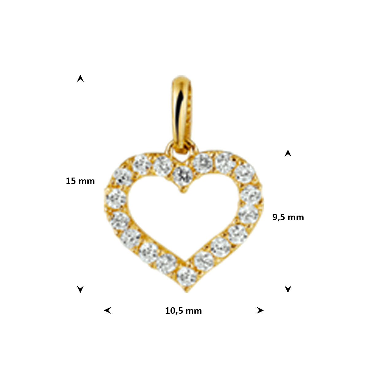 hanger hart zirkonia 14K geelgoud