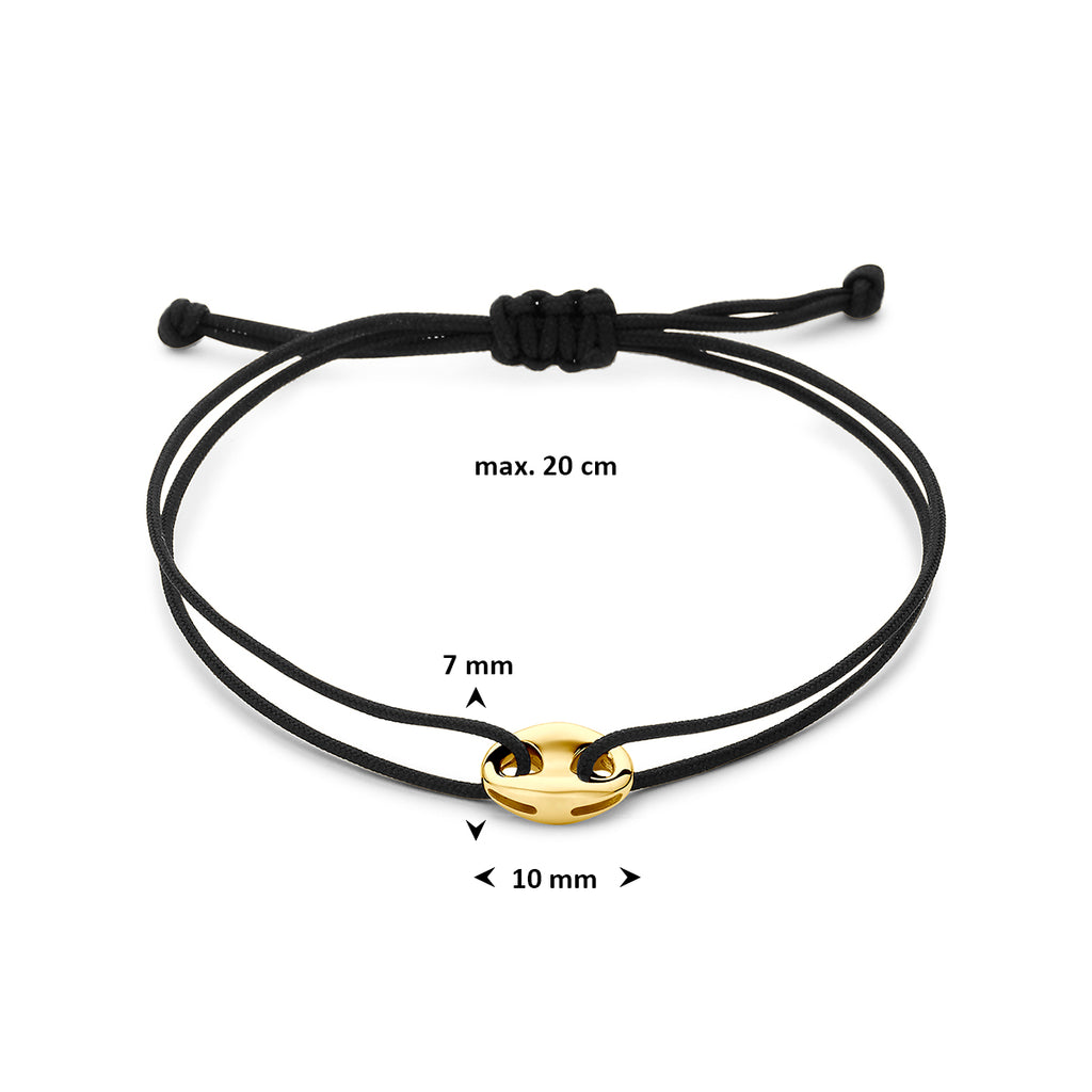 9k armband koffieboon polyester zwart max. 20 cm 9K rubber/nylon/leer