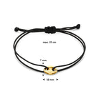 9k armband koffieboon polyester zwart max. 20 cm 9K rubber/nylon/leer