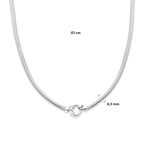 collier Slang flach mit großem Federringverschluss 4,3 mm 45 cm Silber rhodiniert