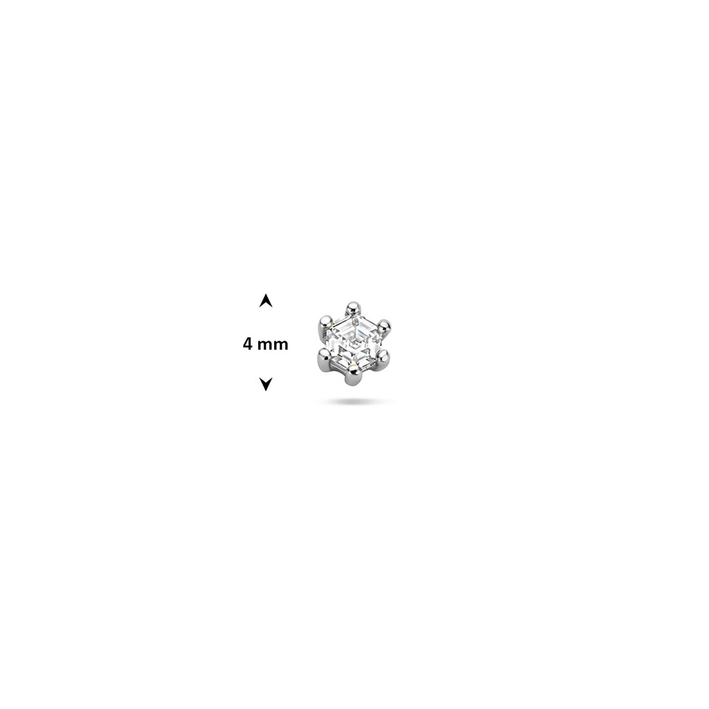 flat back piercing zirkonia 4 mm zilver gerhodineerd