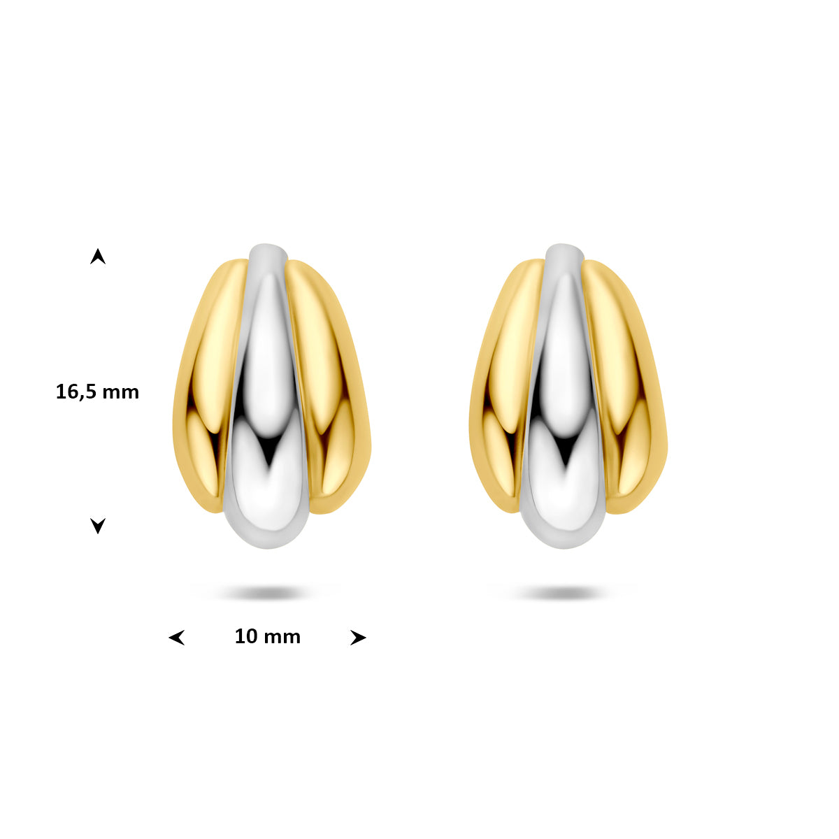 stekeroorringen 16,5 mm 1 micron zilver verguld (geel/rhodium)
