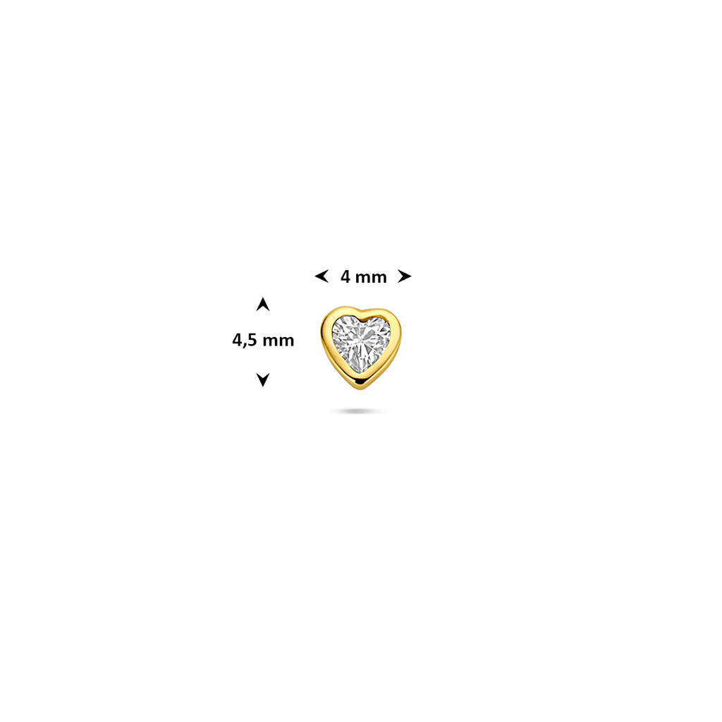 flat back piercing hartje zirkonia 4,5 mm 1 micron zilver verguld (geel)