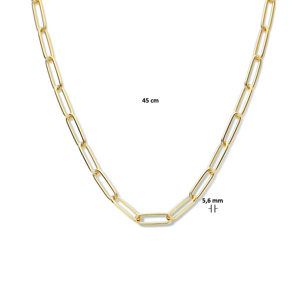 Halskette Büroklammer Rundrohr 5,6 mm 45 cm Silber vergoldet (gelb)