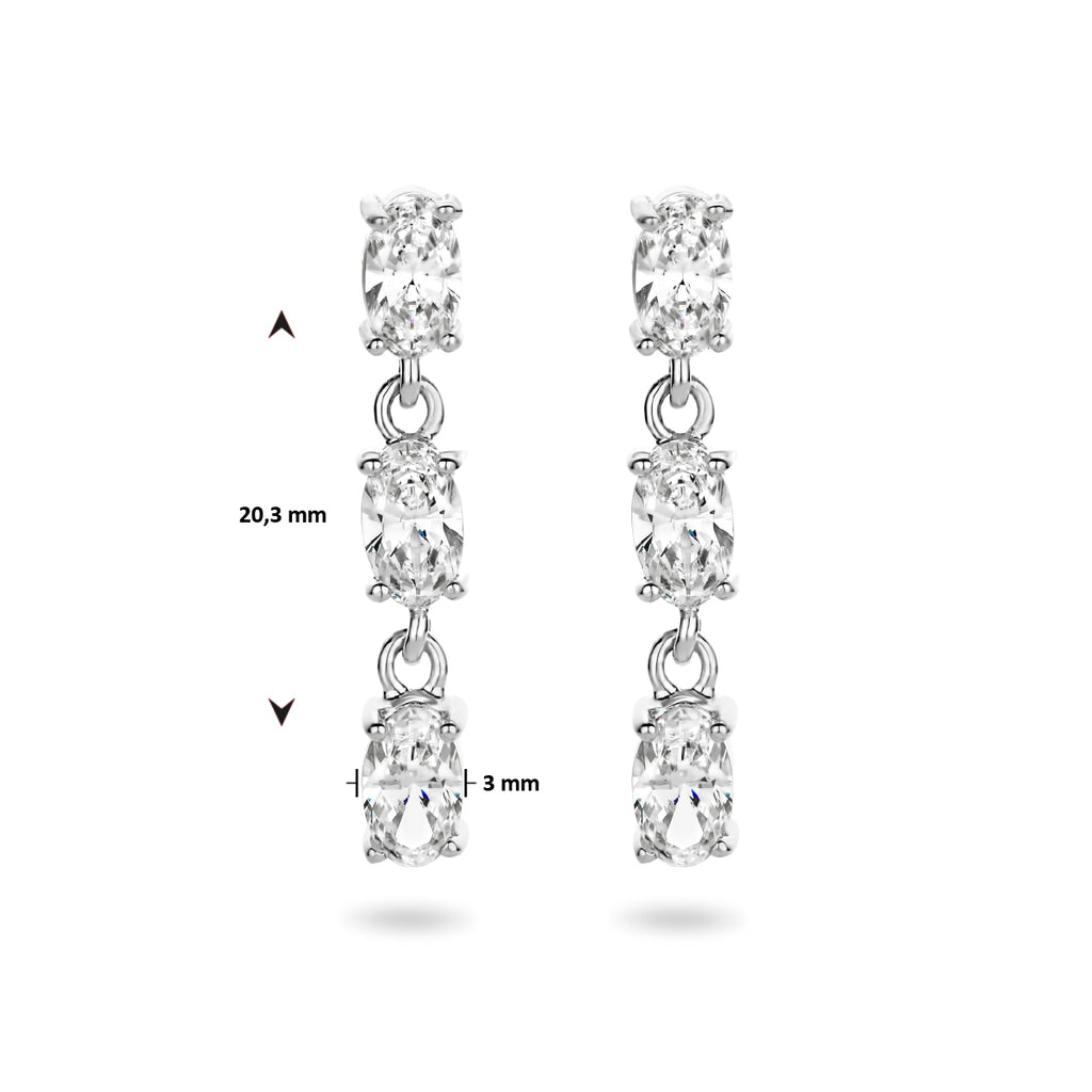 Ohrhänger Zirkonia 20,5 mm Silber rhodiniert