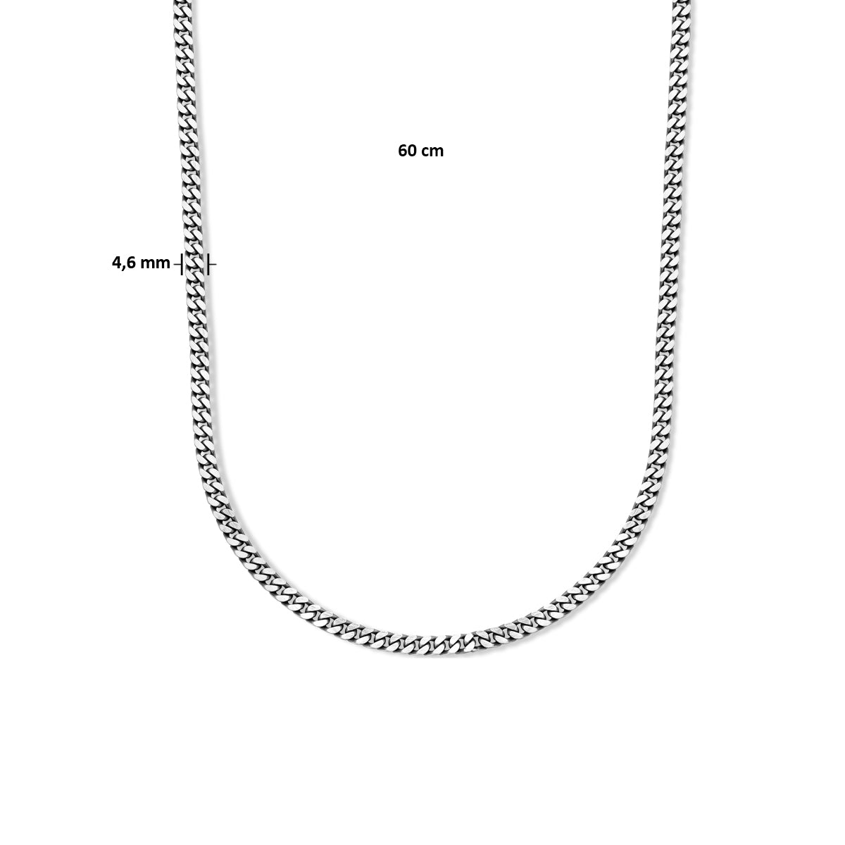 collier oxi gourmette 6 zijdes geslepen 4,6 mm zilver geoxideerd