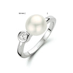 Ring Perle und Zirkonia Silber rhodiniert