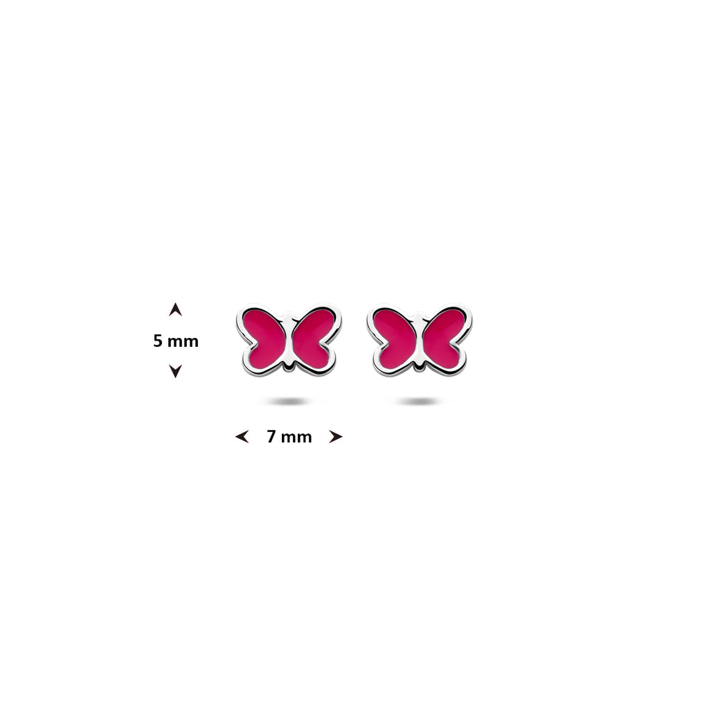 Ohrstecker Emaille Schmetterling 5 mm Silber rhodiniert