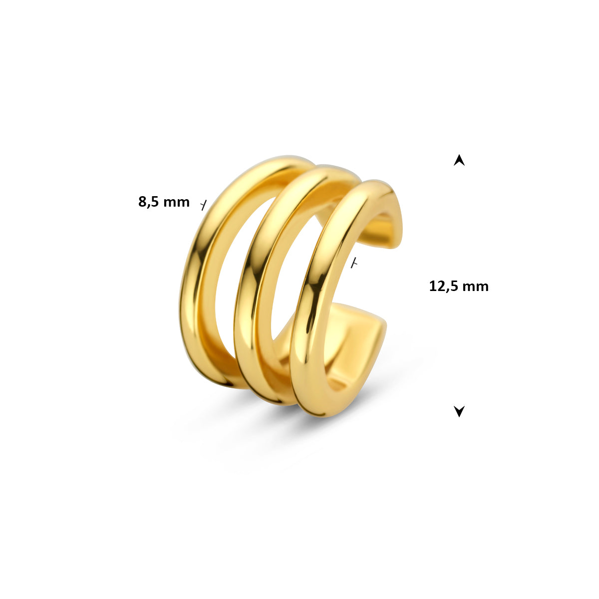 ear cuff 12,5 mm 1 micron zilver verguld (geel)