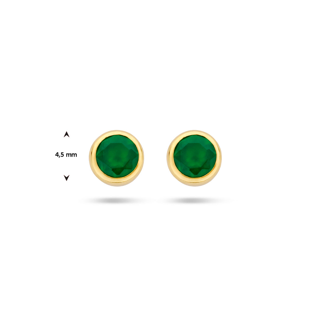 Ohrstecker grün Achat 4,5 mm 14K Gelbgold