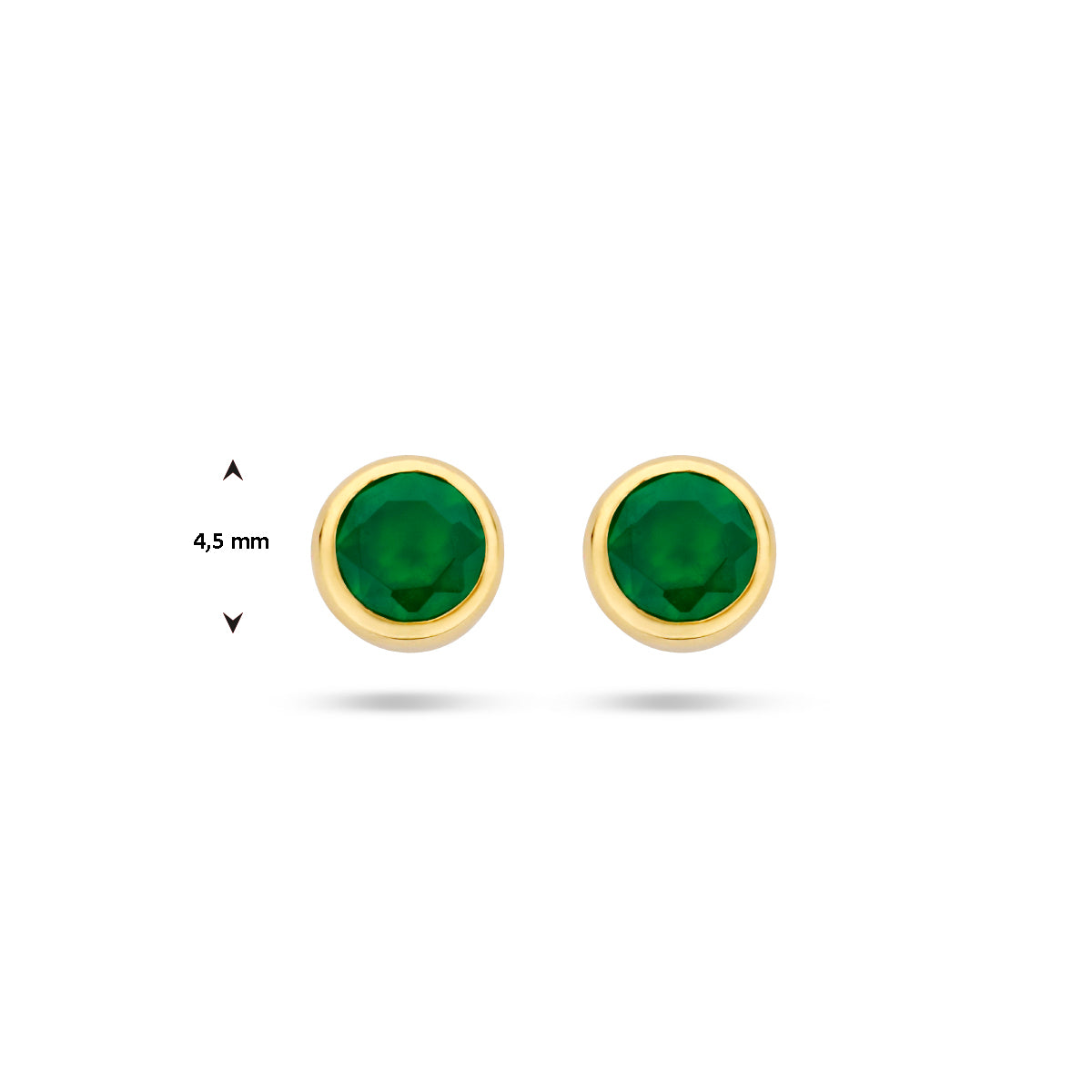 Ohrstecker grün Achat 4,5 mm 14K Gelbgold