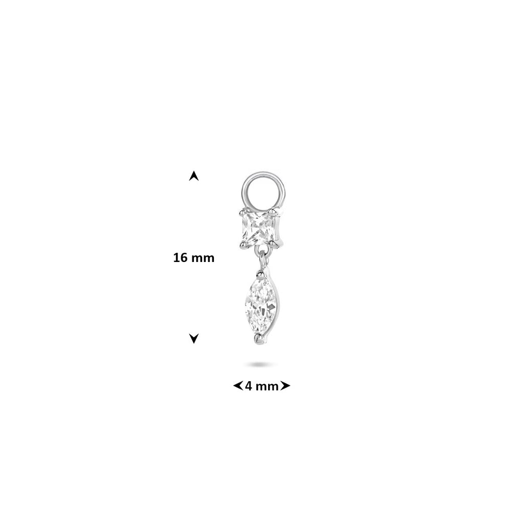 Ohrring-Anhänger Zirkonia einzeln 9 mm rhodiniertes Silber