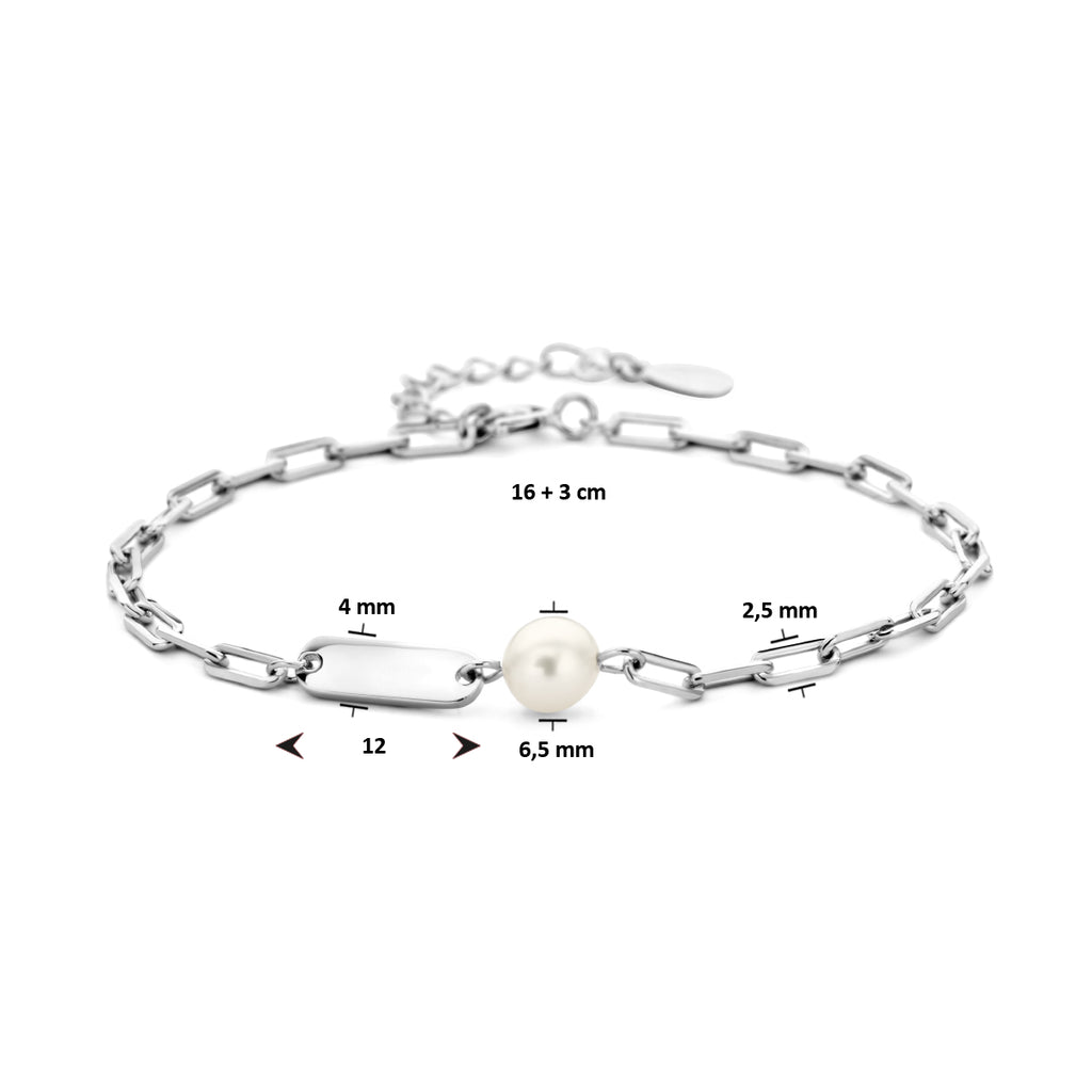 graveerarmband parel plaat 4,0 mm zilver gerhodineerd