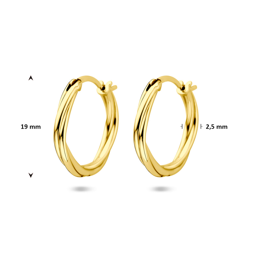 oorringen gedraaid 19 mm 1 micron zilver verguld (geel)
