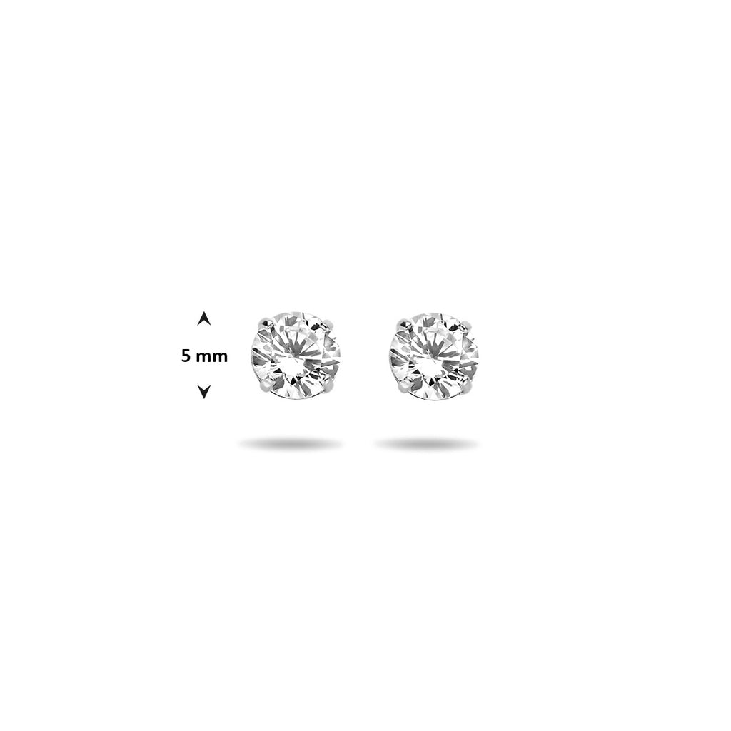 oorknoppen zirkonia 14K witgoud