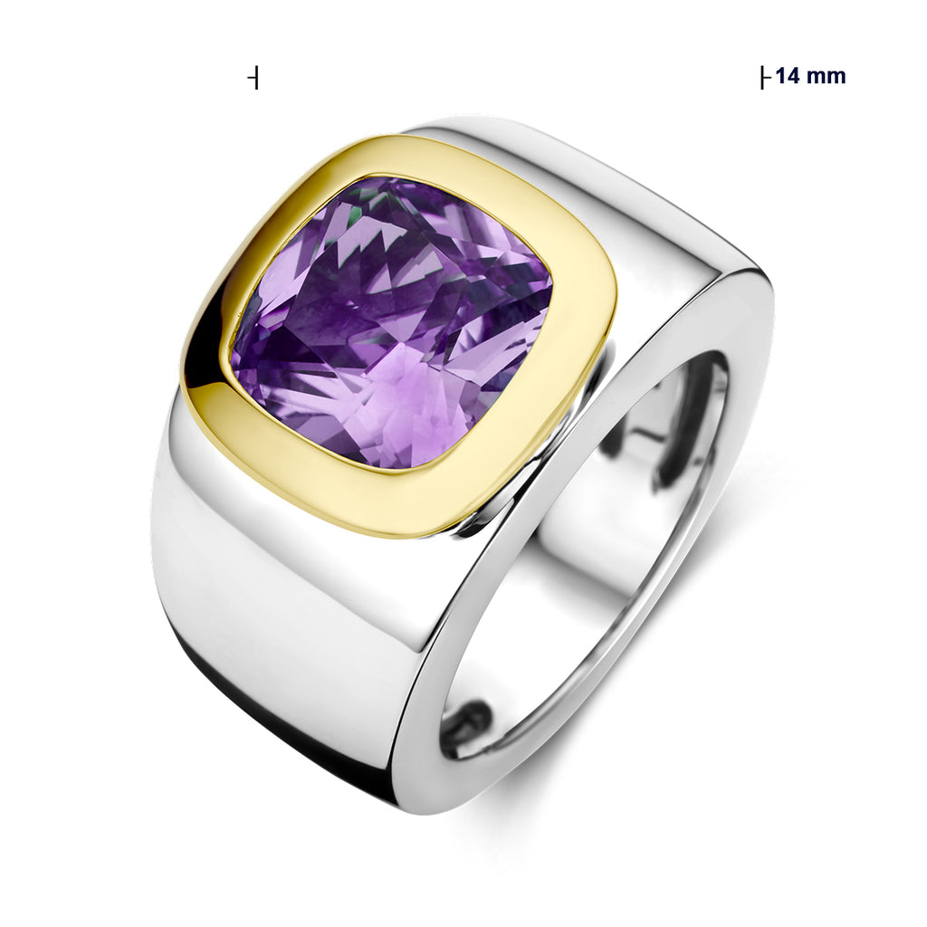 ring amethist 14K goud en zilver