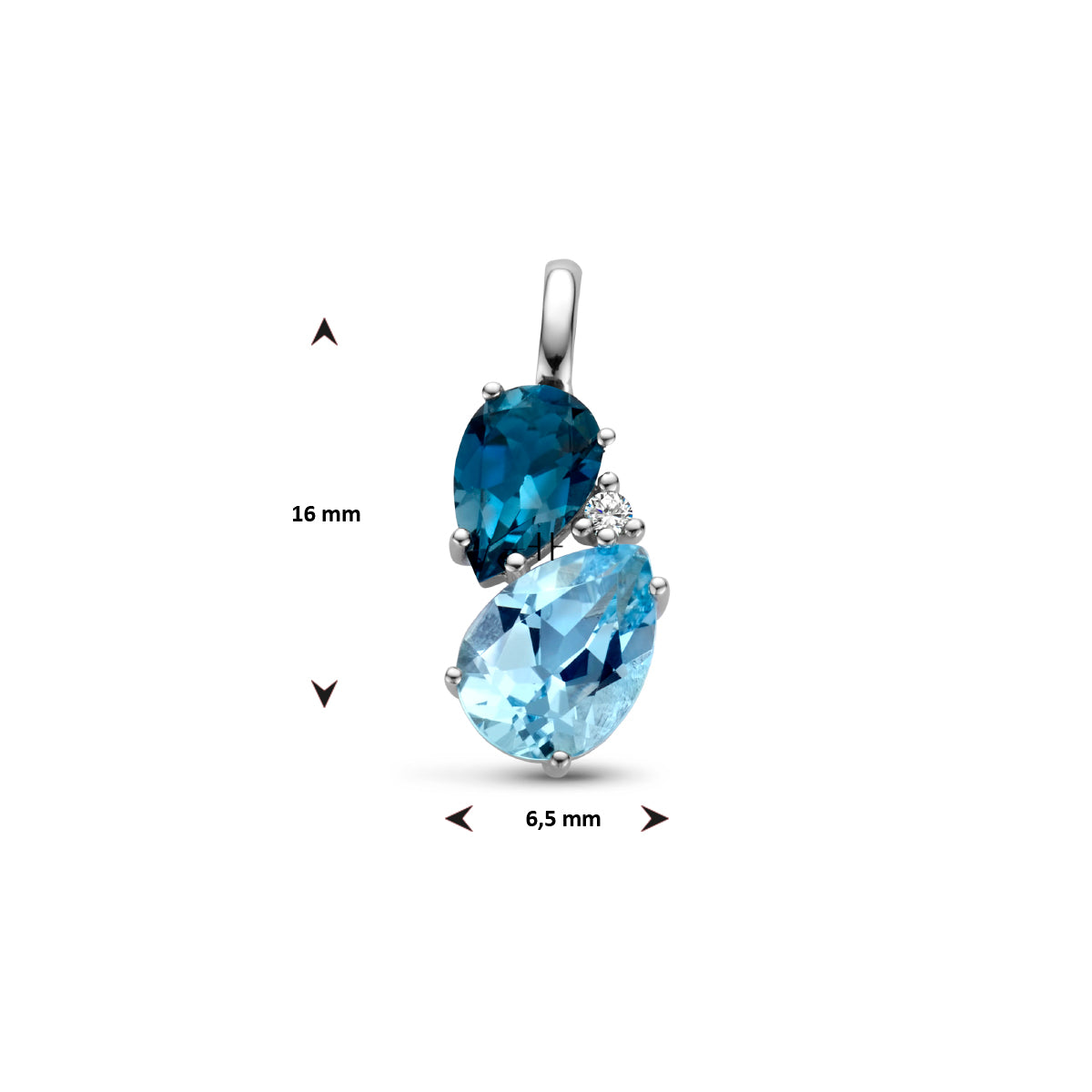 Anhänger London Blue Topas, Blauer Topas und Diamant 0.01ct H P1 14K Weißgold